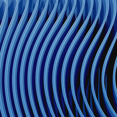 Three dimensional render of blue wavy wallpaper, 3D abstract navy lines pattern