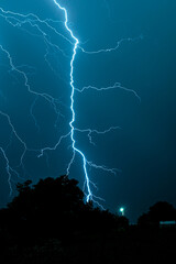 Wall Mural - thunderbolt of lightning strikes earth