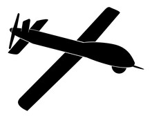 Unmanned aerial vehicle symbol illustration, black on white background