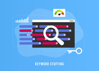 Wall Mural - keyword spamming or stuffing - seo ranking factor concept. keyword stuffing checker service. search 