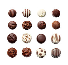 Various Chocolate Candies, White Background, PNG 