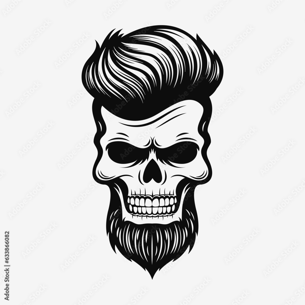 Human skull logo. Black and white emblem. Vector illustration Stock ...