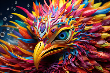 Wall Mural - mystical artistry: vibrant alebrije, paint splash motifs, desktop & mobile displays, traditional mex