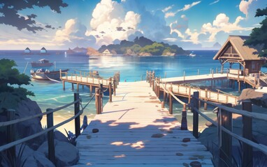 Poster - wooden dock leading to a small island