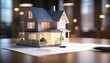 © ibreakstock - Futuristic real estate agency with holo 3d model of a small house on a table
