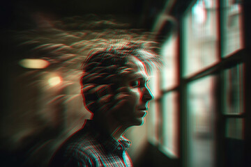 schizophrenic man with mental disorders and paranoia in depression and stress. Generative AI