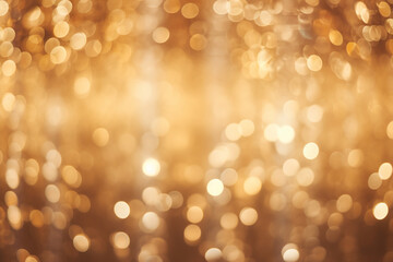 Wall Mural - Background of abstract defocused rich gold glitter lights on with bokeh. Christmas or New Year. Generative AI