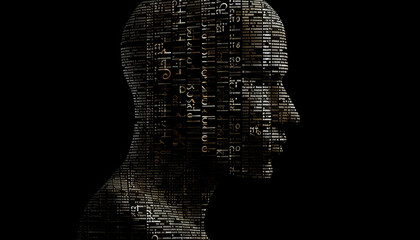 Wall Mural - abstract digital cyborg face. artificial intelligence concept. future head data network technology