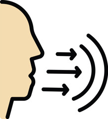 Poster - Conference speech icon outline vector. Online group. Call webinar color flat