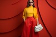 Minimalist Outfit with a Pop of Color in Accessories, Generative AI