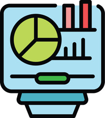 Wall Mural - research data icon outline vector. business graph. chart market color flat