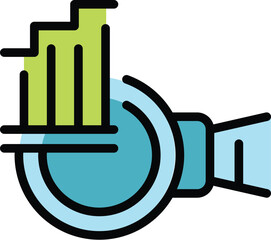 Wall Mural - business data icon outline vector. graph chart. market report color flat