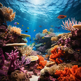 Fototapeta Las - coral reef and fishes