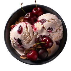 So sweet Black Cherry ice cream isolated on transparent background