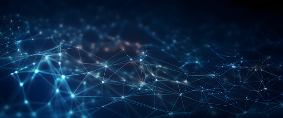 Futuristic High-Tech Blue polygon Background: Network Lines Conveying Connectivity
