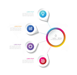 Vector infographic business presentation template connected with 4 optionsVector infographic business presentation template with circular interconnection with 4 options.