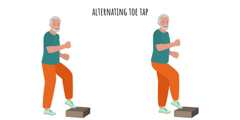 Wall Mural - Senior man doing alternating toe tap exercise