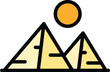 Sun pyramid icon outline vector. Ancient egypt. Giza sand color flat