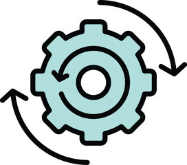 Poster - Gear system icon outline vector. Workflow web. Team arrow color flat