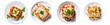 Set of Lasagna served with a basil leaf on white plate, top view with transparent background, Generative AI