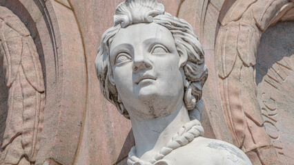 Wall Mural - Potsdam, Germany - Statue of beautiful sphinx at the Egyptian obelisk in historical downtown of Potsdam, Germany, portrait, details