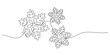 hello winter and christmas snow flakes one line drawing decoration vector illustration