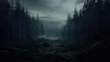 Fototapeta Las - Dark scary forest 