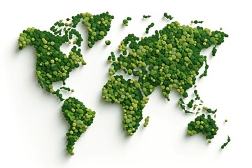 world map green grass surface isolated on a white background. generative ai
