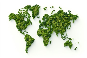 world map green grass surface isolated on a white background. generative ai