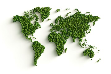 world map green grass surface isolated on a white background. generative ai