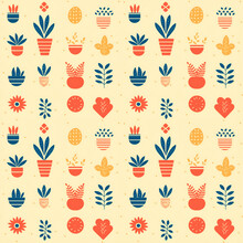 Seamless Floral Pattern Background With Plants Elements