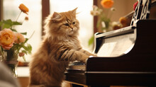 Adorable Cat On The Piano