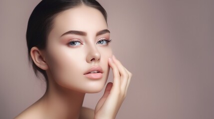beautiful young woman with clean fresh skin. facial treatment. cosmetology, beauty and spa. generati