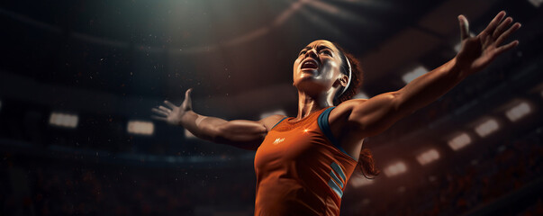 Wall Mural - Female Basketball Player Celebrates