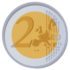 
2 EURO coin drawn in vector style on a white background