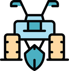 Wall Mural - Cultivator equipment icon outline vector. Farm tractor. Machinery harvest color flat