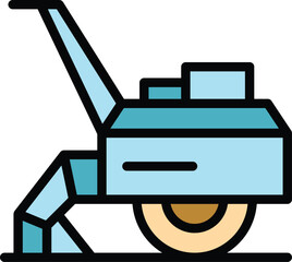 Wall Mural - Lawn machinery icon outline vector. Farm machine. Tiller combine color flat