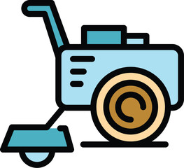 Wall Mural - Multicultor icon outline vector. Machine farm. Equipment machinery color flat