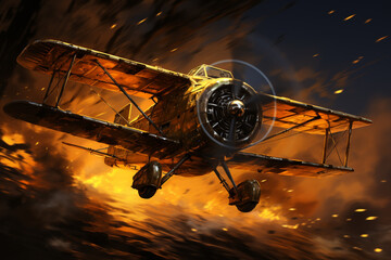 Aufkleber - An artistic portrayal of a pilot skillfully executing an emergency landing, underscoring their ability to handle challenging situations. Generative AI technology.