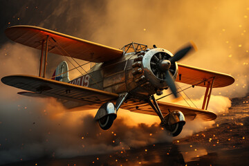 Aufkleber - A dynamic scene of a pilot performing aerial stunts during an air show, capturing the thrill and artistry of aerobatics.  Generative AI technology.