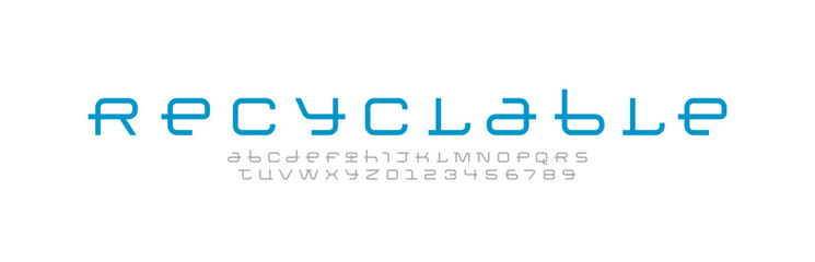 Technical future font, digital cyber alphabet, trendy uppercase letters from A - Z and numbers from 0 - 9, vector illustration 10EPS
