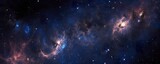 Fototapeta Kosmos - a photo of very dark starry night space taken from James Webb Space Telescope, night sky, dark black and dark blue tone, nebula,
