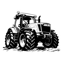 Silhouette Of A Tractor Illustration Vector
