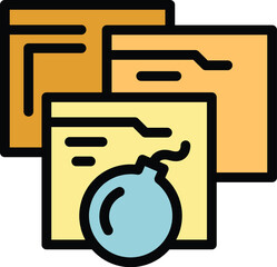 Sticker - Web safety icon outline vector. Data secure. Firewall privacy color flat