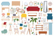 © AnaRisyet - Living room furniture big set of 70+ elements interior in flat style.