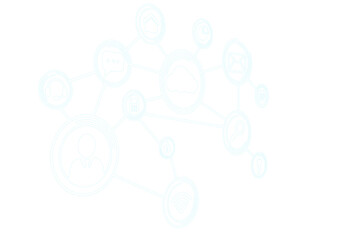 Digital png illustration of network of symbols on transparent background