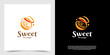 Abstract fresh orange slice icon logo vector template