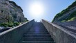 伊豆七島新島の白ママ断崖の上り階段