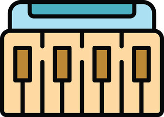 Sticker - Midi synthesizer icon outline vector. Dj music. Audio instrument color flat