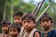 Amazonia native tribe children. Generate Ai